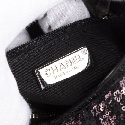 Chanel Gabrielle Sequin Black Calfskin Leather A