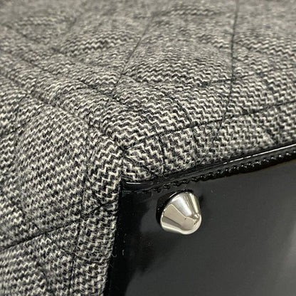 Dior/christian Dior Handbag Lady Dior Large Bag Gray And Black Wool Leather