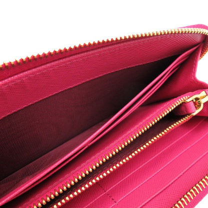 Prada Round Zipper Ribbon 1m0506 Leather Saffiano Leather Peonia 1211 Long