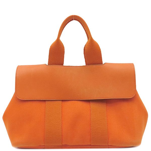 Hermes Handbag Valparaiso PM Twirl Chevron Leather Orange Silver Hardware G