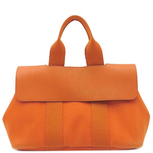 Hermes Handbag Valparaiso PM Twirl Chevron Leather Orange Silver Hardware G