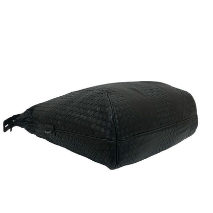 Bottega Veneta Intrecciato Leather Handbag Boston Bag Black