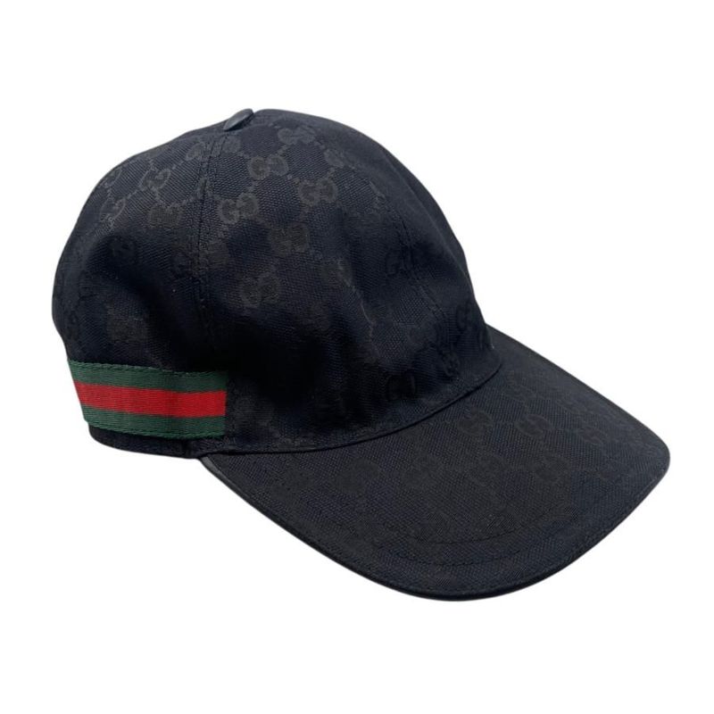 Gucci Hat Baseball Cap 200035 XL Size Original GG Canvas Black Gucci