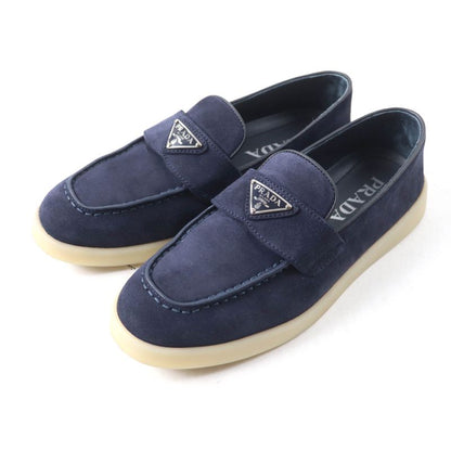 Prada 1d222n Triangle Logo Suede Leather Loafers Navy 35.5 With Box And Storage