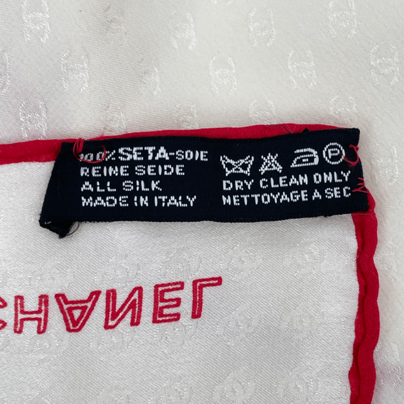 Christian DIOR Coco Mark Scarf Silk Beige And Red