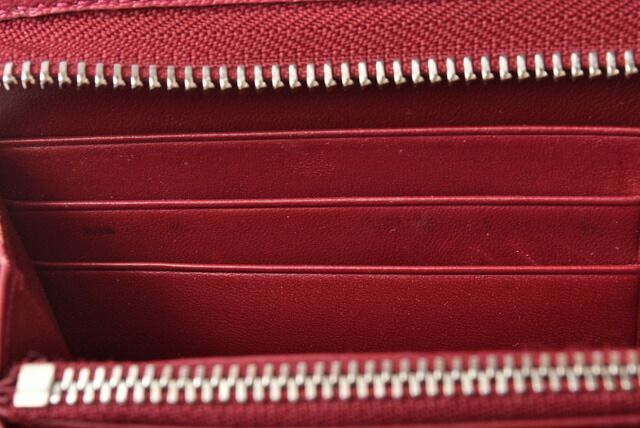 Loewe Wallets Preowned Loewe Long Wallet Round Zipper Amazona Goatskin Bordeaux
