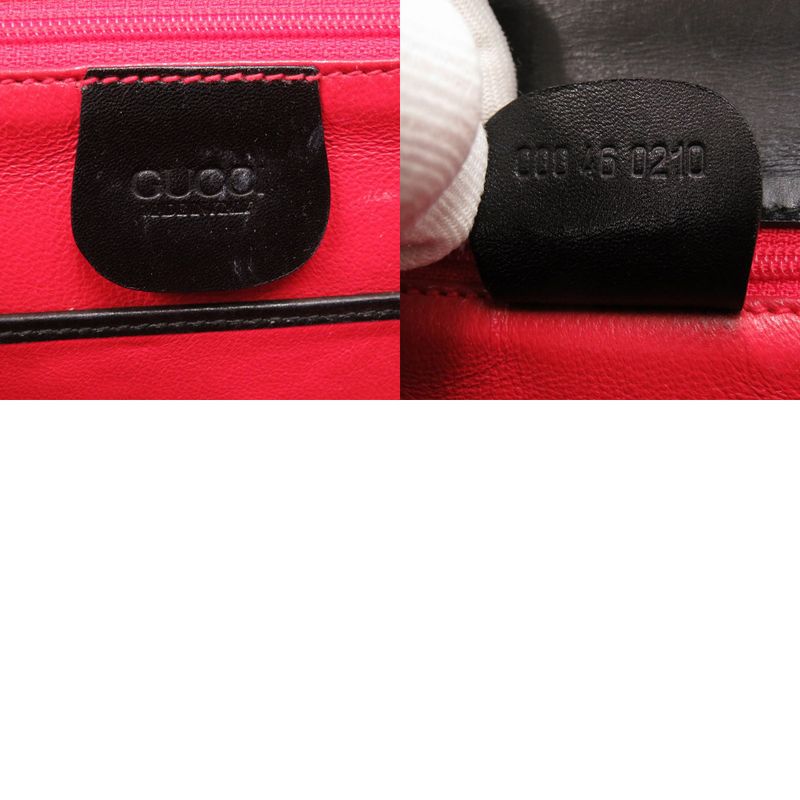 Gucci Lady Lock Leather Black Gold Hardware 000 46 0210 2WAY Handbag Black 0066