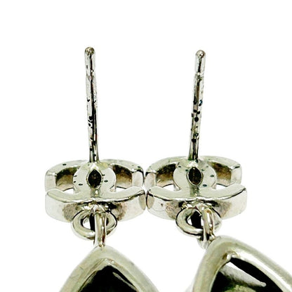 Chanel Metal Rhinestone A12v Coco Mark Swing Earrings Silver 351238 Earrings