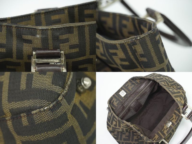 Authentic Fendi Zucca Tote Handbag Canvas Brown 26329 Zucca Bag Pre-owned