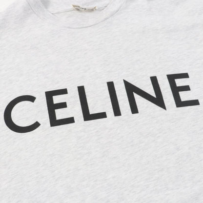 Celine 2x764501f 100% Cotton Logo Print Loose Fit Short Sleeve T-shirt Grey XS