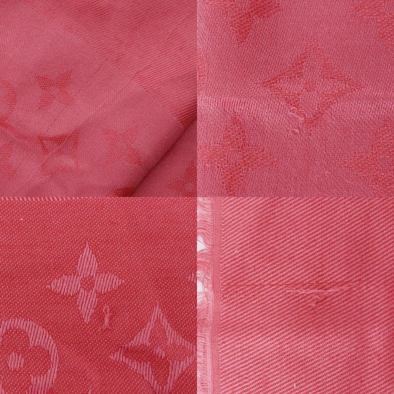 Louis Vuitton Shawl Monogram 402336 Silk And Wool Red Women's Stole