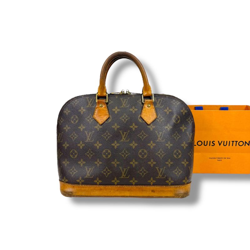 Louis Vuitton Alma PM Monogram Leather Handbag Brown Mini Tote Bag