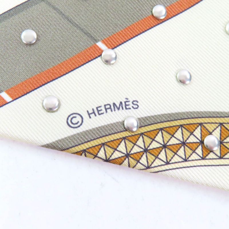 Hermes Grand Apparat Horse In Full Dress 100% Silk Creme/cuir/dore Silver