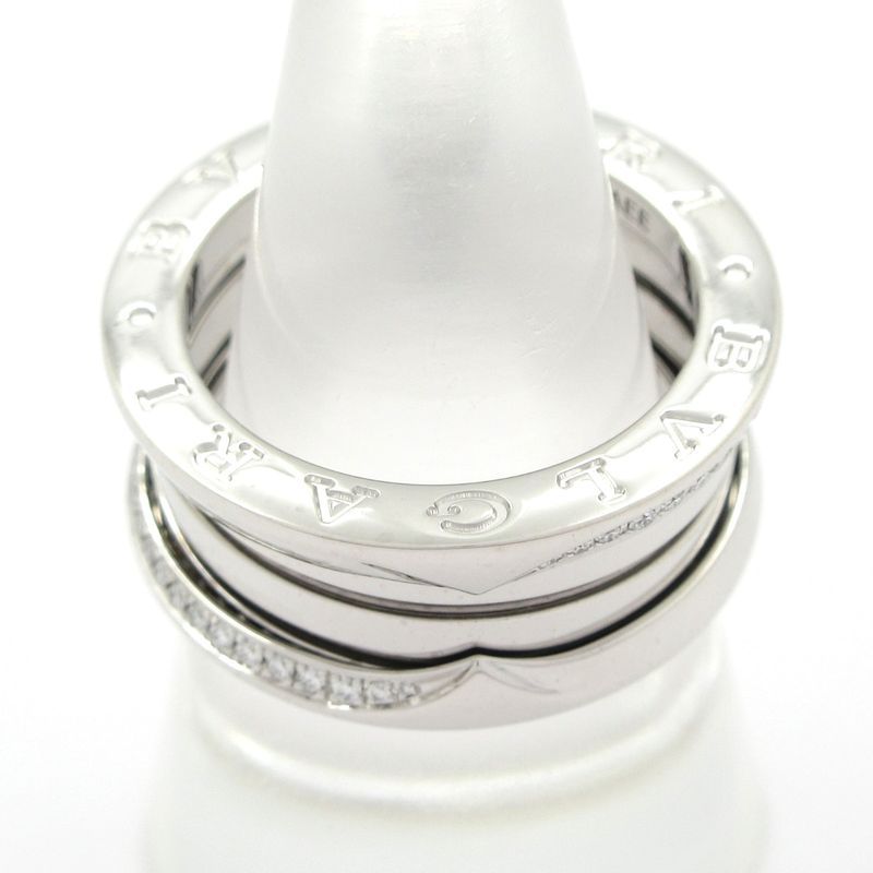 Bvlgari Ring 54 B-zero1 3 Band Ring 18K White Gold X Diamond Demi-pave Diamonds