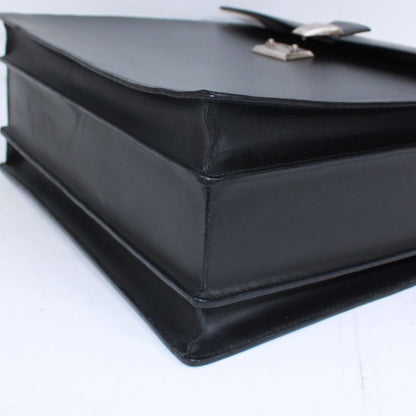 Cartier Doctor's Bag Leather Black Handbag Silver