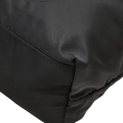 Prada Triangle Logo Plate Handbag Tote Bag Vr4377 Black Nylon Leather Women