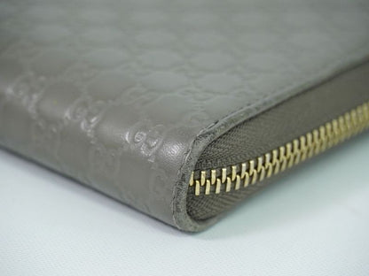 Authentic Gucci Shimmer Leather Round Zipper Long Wallet Long Wallet Gray