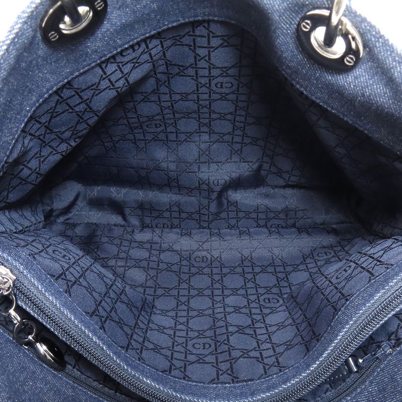 Christian DIOR Lady Dior Canage Tote 2WAY Handbag Denim Women