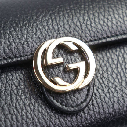 Gucci 615524 Leather Interlocking G Grained Accordion Closure Long Wallet With