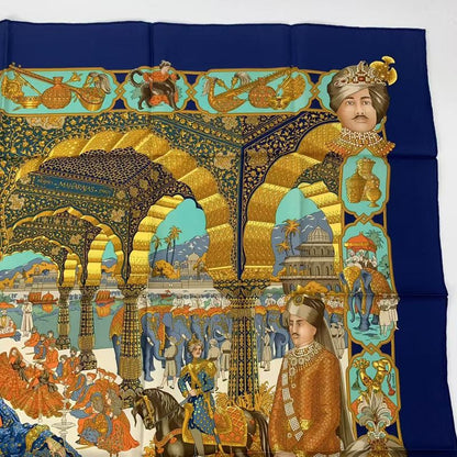 Hermes Scarf Carre 90 Maharajas Maharaja Silk Navy