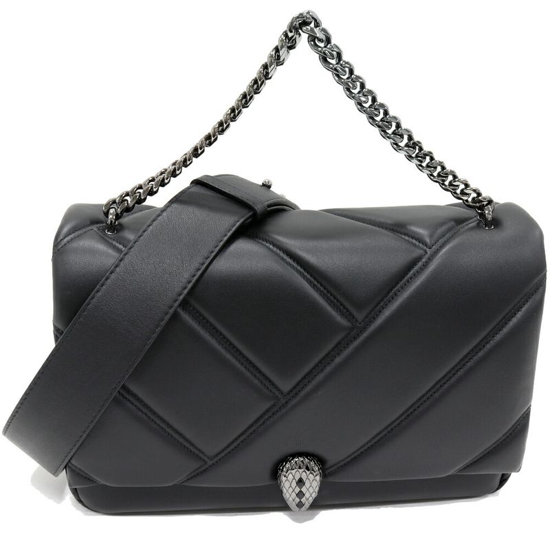 Bulgari Shoulder Bag Handbag Serpenti Cabochon Medium Crossbody Bag Calf Black