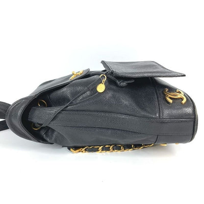 Chanel Backpack Sac CC Coco Mark Triple Coco Logo Caviar Skin Black