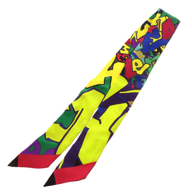 Hermes Twilly Graffiti Silk Yellow Green Scarf 1234 Hermes