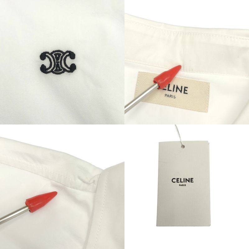 Celine - Triomphe Embroidered Cotton Shirt - 38 - White - Mens