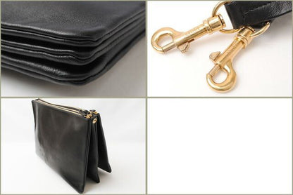 Celine Shoulder Bag Clutch Bag Celine Lambskin Large Trio Black Silver 2way