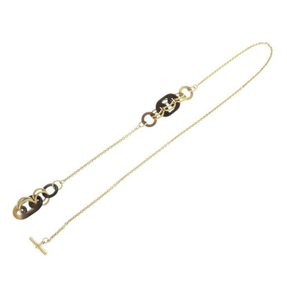 Hermes Ulidis Buffalo Horn Metal Brown Gold Necklace 0375 Hermes