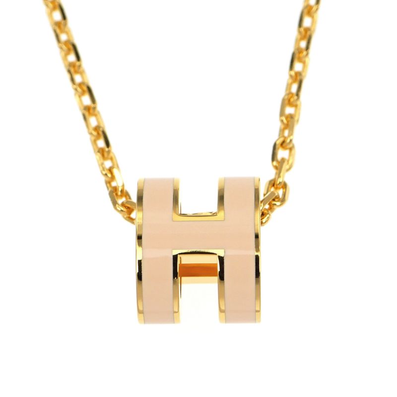 Hermes Necklace Pop Ash Mini Pendant H Rose Dragee Gold Hardware
