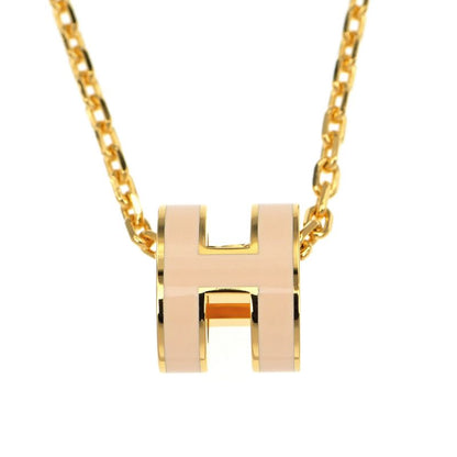 Hermes Necklace Pop Ash Mini Pendant H Rose Dragee Gold Hardware