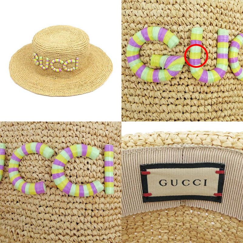 Gucci Straw Hat Straw Hat S Size 56cm (22.05in) Beige Multicolor