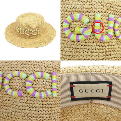 Gucci Straw Hat Straw Hat S Size 56cm (22.05in) Beige Multicolor