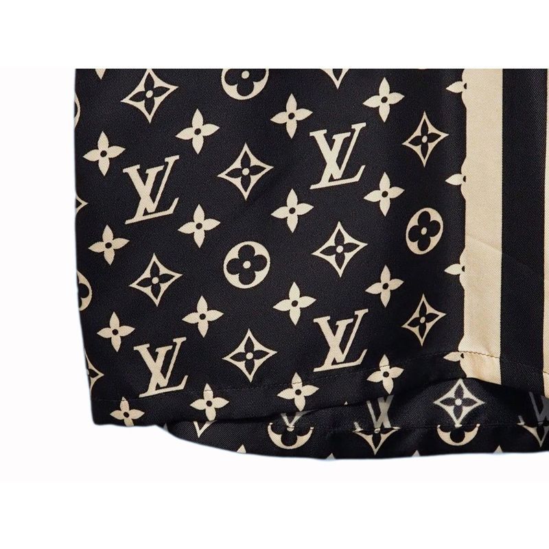 Louis Vuitton Monogram Pajama Shirt Silk Shirt Blouse Women's Tops Navy Ivory