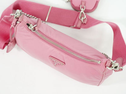 Authentic Prada Re-edition 2005 2WAY Shoulder Bag Handbag Pochette Nylon Pink