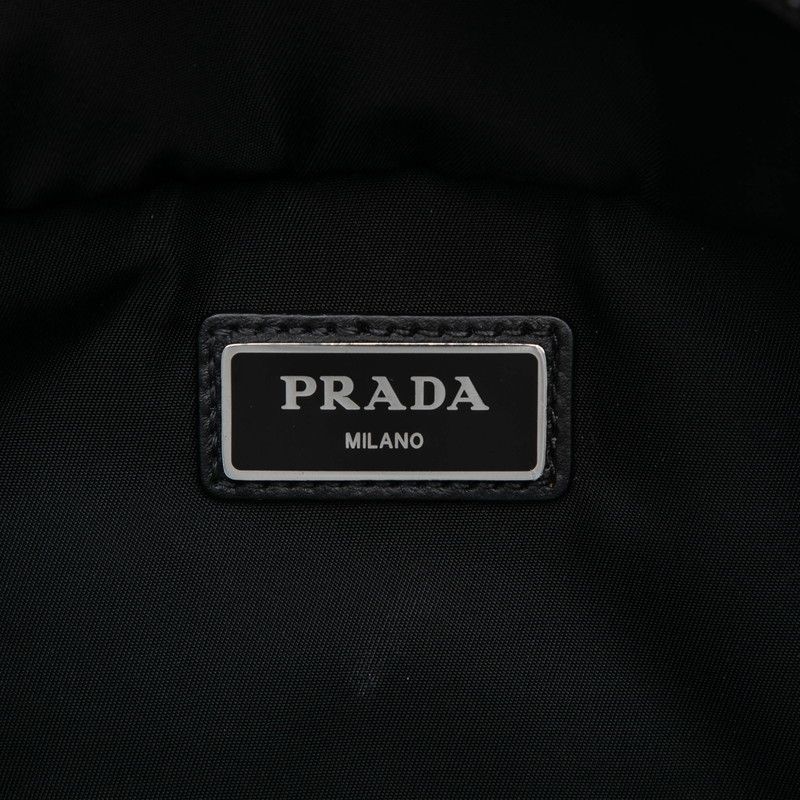 Prada Triangle Logo Plate Body Bag Waist Bag Black Navy Leather Nylon Men's