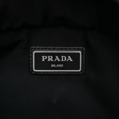 Prada Triangle Logo Plate Body Bag Waist Bag Black Navy Leather Nylon Men's