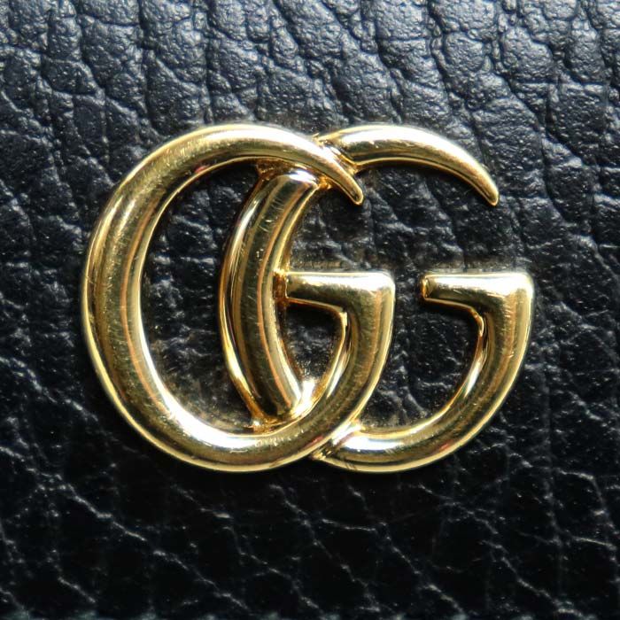 Gucci Petit Marmont Leather Wallet Trifold Wallet Black 523277 Ladies Preowned