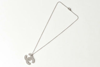 Chanel Necklace Pendant Chanel Coco Mark CC Studded Black Silver