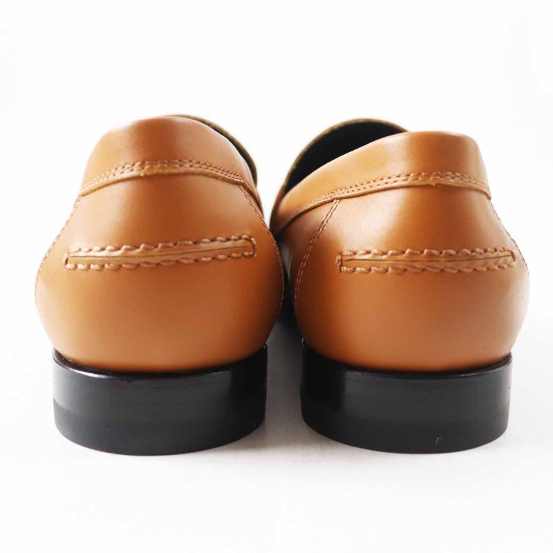 Hermes Destin Silver Hardware Kelly Buckle Leather Loafers Camel 36.5 With Box