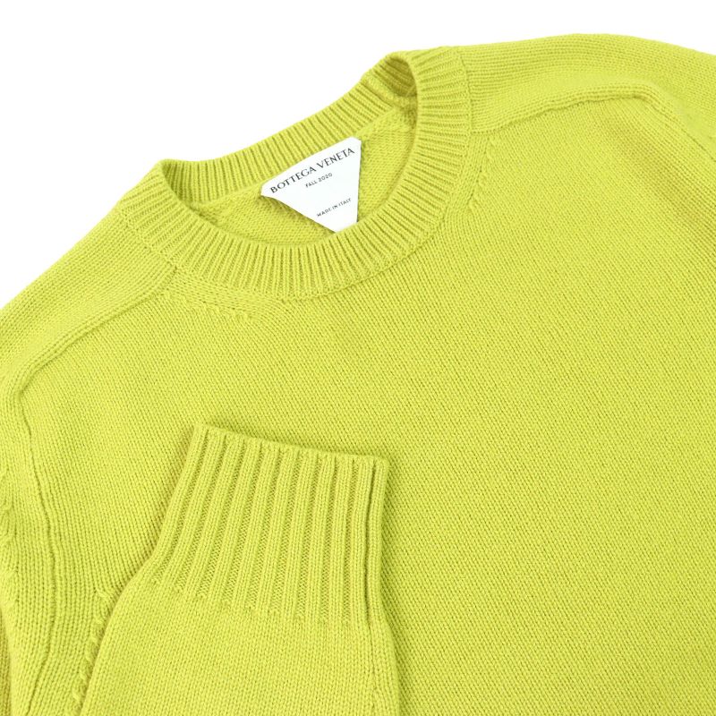 Bottega Veneta 2020 638771 100% Wool Crew Neck Long Sleeve Knit Yellow-green