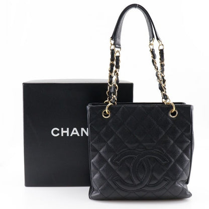 Chanel PST Chain Tote Matelasse A20994 Caviar Skin Black Ladies Shoulder Bag