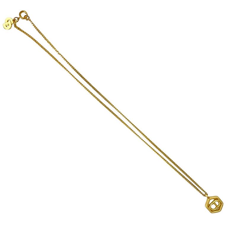 Christian Dior Vintage CD Logo Chain Necklace Pendant Accessory Gold 93913