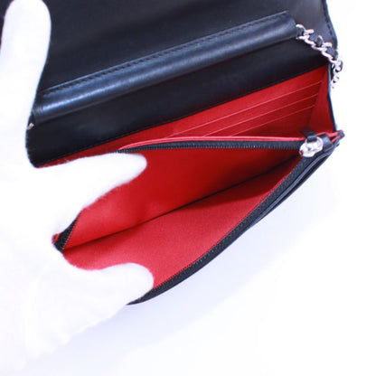 Chanel Typography Chain Wallet Leather Black Multicolor Shoulder Bag Silver