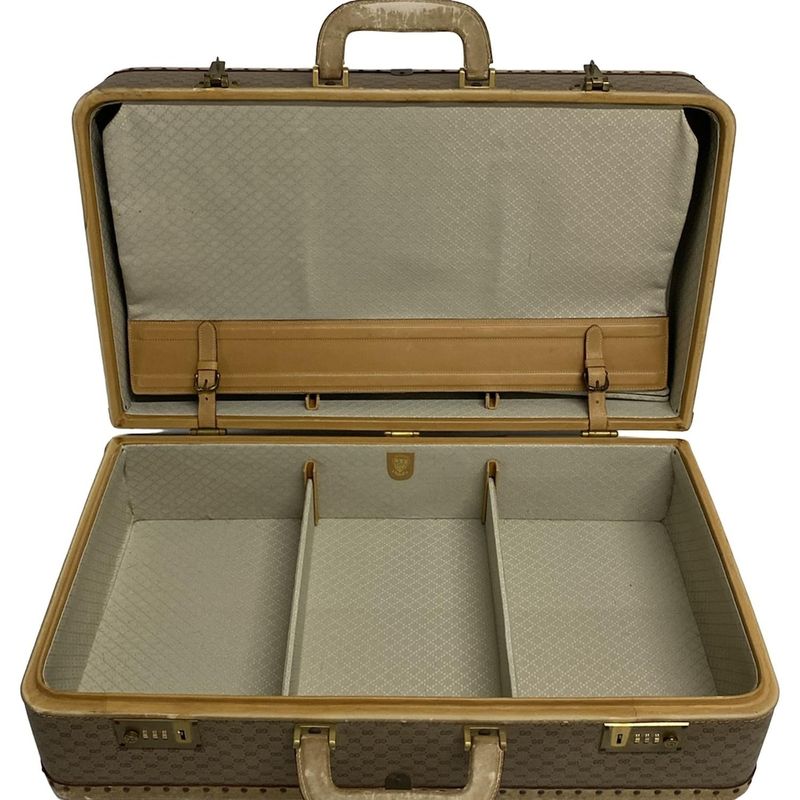 Gucci Trunk Case Old Guccigg Pattern Beige X Brown X Dark Brown Lock Number