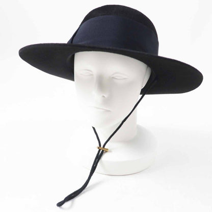 Gucci Rabbit Felt Wide Brim Hat Black Dark Navy XL 60 Genuine