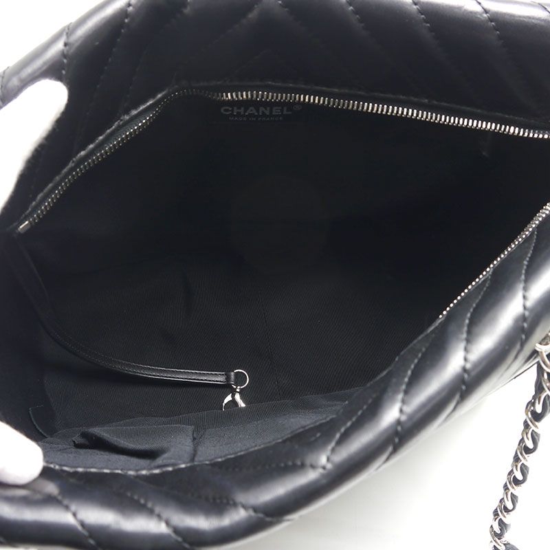 Chanel V Stitch Chain Tote Silver Hardware Tote Bag A4 Size