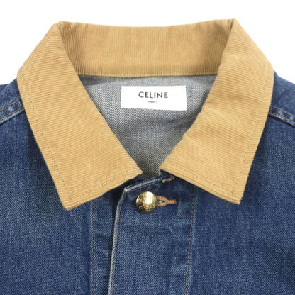 Celine 2q493365m Trucker Jacket 100% Cotton Back Logo Triomphe Button Collar
