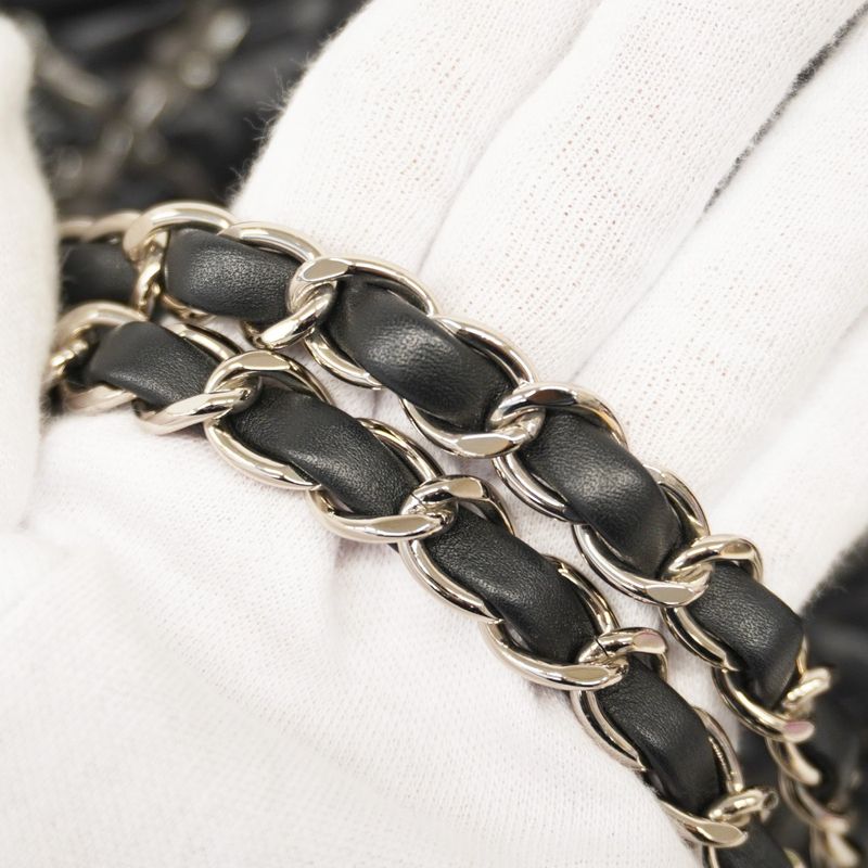 Chanel Shoulder Bag Paris Visance Nylon Black Silver Hardware Women